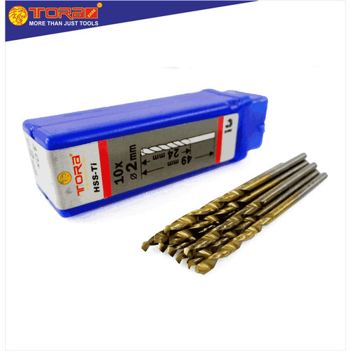 TORA Mata Bor Satuan Besi & Kayu 2 Mm HSS Kuningan