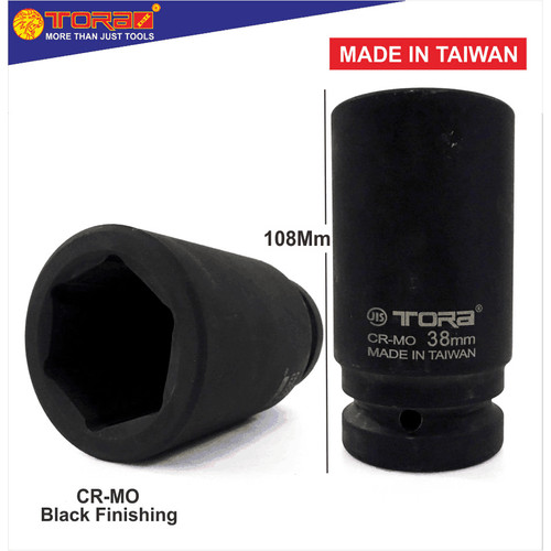 TORA Mata Sok Impact Long 38 mm 1" 6 PT - Socket Deep Impact - Taiwan