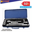 TORA Kunci Soket Set - Socket Set 24 Pcs 1/2 DR 6PT & 12PT - TAIWAN