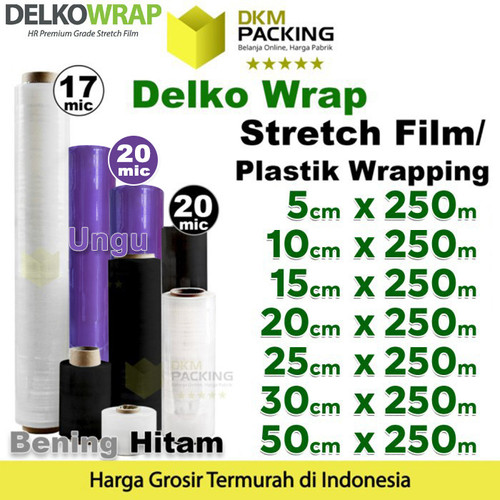 Plastik Wraping Stretch Film 250m DELKOWRAP Wrapping PREMIUM / SATUAN