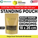 Standing Pouch Kraft Paper 18x26cm EKONOMIS WINDOW Ziplock Delkochoice