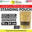 Standing Pouch Kraft Paper 16x24cm EKONOMIS WINDOW Ziplock Delkochoice