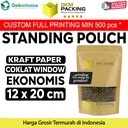 Standing Pouch Kraft Paper 12x20cm EKONOMIS WINDOW Ziplock Delkochoice