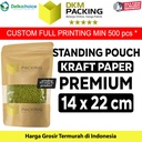 Standing Pouch 14x22cm Kraft Paper Window Ziplock Kemasan Makanan