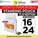 FLAT BOTTOM WINDOW 16x24cm WHITE ALU FOIL Standing Pouch DELKOCHOICE