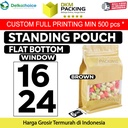 FLAT BOTTOM WINDOW 16x24cm BROWN ALU FOIL Standing Pouch DELKOCHOICE