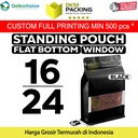 FLAT BOTTOM WINDOW 16x24cm BLACK ALU FOIL Standing Pouch DELKOCHOICE