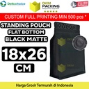 Flat Bottom VALVE 18x26cm Standing Pouch Ziplock Plastik Klip Hitam