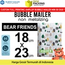 AMPLOP BUBBLE WRAP BEAR FRIENDS 18x23cm RUSFET BUBBLE BAG MAILER