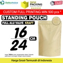 Standing Pouch VALVE KRAFT 16x24cm NON WINDOW ZIPLOCK Plastik ALU FOIL