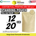 Standing Pouch VALVE KRAFT 12x20cm NON WINDOW ZIPLOCK Plastik ALU FOIL
