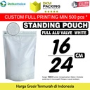 Standing Pouch VALVE PUTIH 16x24cm NON WINDOW ZIPLOCK Plastik ALU FOIL