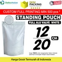 Standing Pouch VALVE PUTIH 12x20cm NON WINDOW ZIPLOCK Plastik ALU FOIL