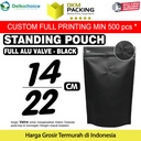 Standing Pouch VALVE HITAM 14x22cm NON WINDOW ZIPLOCK Plastik ALU FOIL