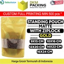 Standing Pouch GOLD MATTE WINDOW Plastik Kemasan Makanan DELKOCHOICE