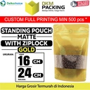 Standing Pouch 16x24cm GOLD MATTE WINDOW Plastik Kemasan DELKOCHOICE