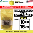 Standing Pouch 10x16cm GOLD MATTE WINDOW Plastik Kemasan DELKOCHOICE