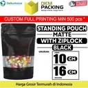 Standing Pouch 10x16cm HITAM MATTE WINDOW Plastik Kemasan DELKOCHOICE