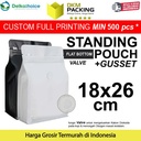 FLAT BOTTOM 18x26cm VALVE COFFEE BAG ZIPLOCK DELKOCHOICE PREMIUM