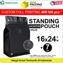FLAT BOTTOM HITAM 16x24cm VALVE COFFEE BAG ZIPLOCK DELKOCHOICE PREMIUM