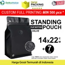 FLAT BOTTOM HITAM 14x22cm VALVE COFFEE BAG ZIPLOCK DELKOCHOICE PREMIUM