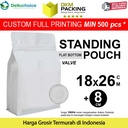 FLAT BOTTOM PUTIH 18x26cm VALVE COFFEE BAG ZIPLOCK DELKOCHOICE PREMIUM