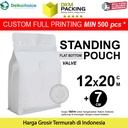 FLAT BOTTOM PUTIH 12x20cm VALVE COFFEE BAG ZIPLOCK DELKOCHOICE PREMIUM