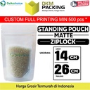 Standing Pouch MATTE 14x26 ZIPLOCK Plastik Kemasan Makanan DELKOCHOICE