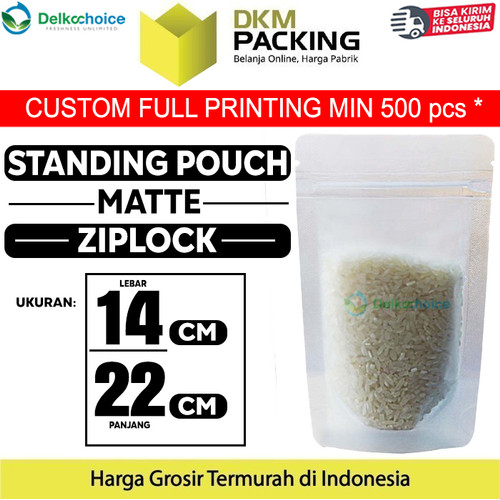 Standing Pouch MATTE 14x22 ZIPLOCK Plastik Kemasan Makanan DELKOCHOICE