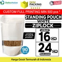 Standing Pouch PUTIH 16x24cm WINDOW ZIPLOCK DELKOCHOICE ALU FOIL