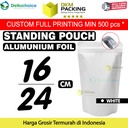 Standing Pouch PUTIH 16x24cm NON WINDOW ZIPLOCK Plastik Klip ALU FOIL