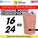 Standing Pouch PINK 16x24cm NON WINDOW ZIPLOCK Plastik Klip ALU FOIL