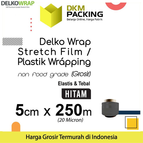 Plastik Wraping Stretch Film 250m DELKOWRAP HITAM TERMURAH / SATUAN