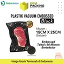Vacuum Bag Makanan HITAM 15x25cm BLACK EMBOSS Plastik Vakum BINTIK