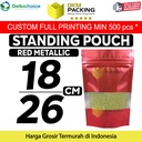 Standing Pouch Red Window Foil 18x26cm Ziplock Kemasan Makanan Merah