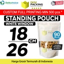 Standing Pouch White Window Foil 18x26cm Ziplock Kemasan Makanan Putih