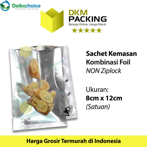 PLASTIK KEMASAN TRANSMETZ 8x12 NOZIPLOCK SACHET SASET CLEAR METALIZING