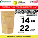 Standing Pouch 14x22cm Kraft Paper EKONOMIS FULL ZIPLOCK Plastik Klip