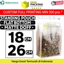 Standing Pouch 18x26cm Flat Bottom Matte Plastik Kemasan DELKOCHOICE