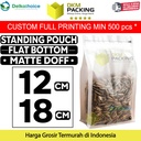 Standing Pouch 12x18cm Flat Bottom Matte Plastik Kemasan DELKOCHOICE