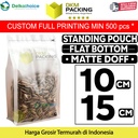 Standing Pouch 10x15cm Flat Bottom Matte Plastik Kemasan DELKOCHOICE