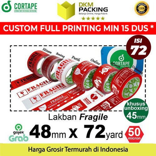 Lakban FRAGILE 48mm PREMIUM Plakban Isolasi TERMURAH OJOL /DUS