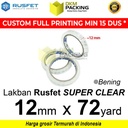 Lakban 12mm x 72yard Plakban Isolasi RUSFET OPP Tape TERMURAH /SATUAN