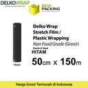 Plastik Wrapping Stretch Film 50cm x 150m HITAM DELKOWRAP / SATUAN