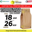 Standing Pouch 18x26cm FLAT BOTTOM KRAFT PAPER Kemasan Makanan-MURAH