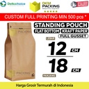 Standing Pouch 12x18cm FLAT BOTTOM KRAFT PAPER Kemasan Makanan-MURAH