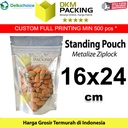 Plastik Klip 16x24cm Metalize Ziplock Standing Pouch Delkochoice