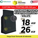 Flat Bottom VALVE 18x26cm Hitam Standing Pouch Ziplock Plastik Klip
