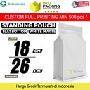 Flat Bottom Putih 18x26cm Plastik Klip Standing Pouch Ziplock Kemasan