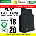 Flat Bottom Hitam 18x26cm Plastik Klip Standing Pouch Ziplock Kemasan